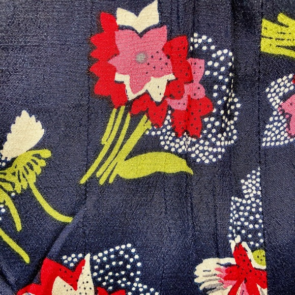 Vintage 90s Floral Navy Blue Hot Pink Cottagecore Grunge Flutter Maxi Skirt 12 - Picture 6 of 8